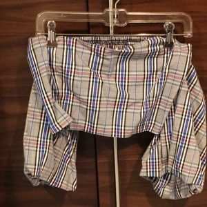 Off the shoulder plaid crop top